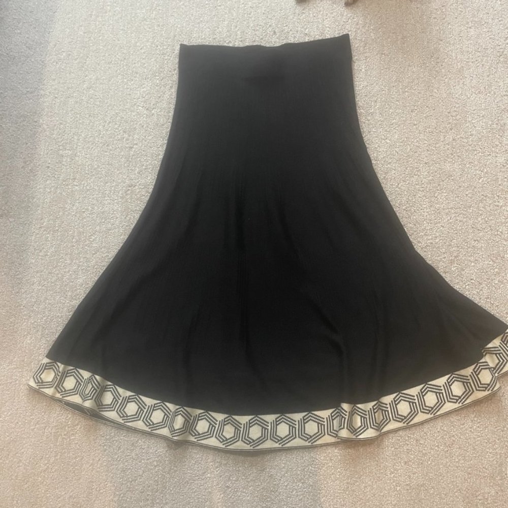Lapis Black and White Knit Midi Skirt Sz Large